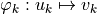 \varphi_k : u_k \mapsto v_k